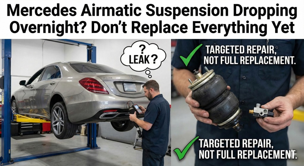 Mercedes Airmatic Suspension Dropping Overnight? Don’t Replace Everything Yet.